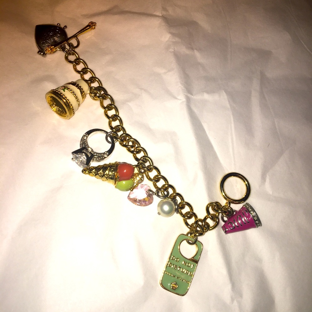 Juicy Couture Gold Charm Bracelet with Multicolor Accents